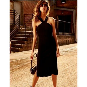 RAG & BONE comfy "stretch" cut-out lbd little black intermix midi dress  us-6